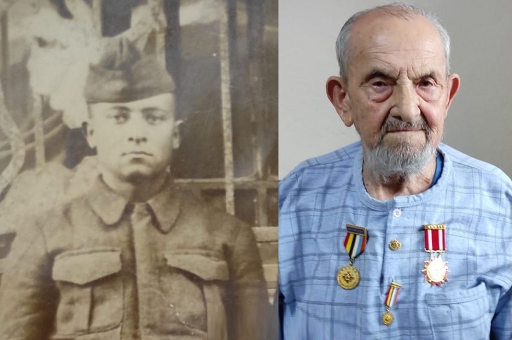 Gazi Rıdvan Özer'in bir askerlik fotoğrafı bir de güncel fotoğrafı farklı karelerle objektife yansıyor.