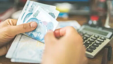 Sadece elleri görselde yer alan bir kişi 100 liralık kağıt paraları sayıyor.