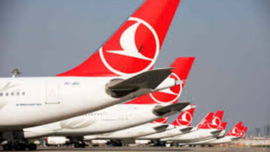 Görselde THY'ye ait yolcu uçaklarının arka kuyruk bölümü var. Kuyruk bölümünde ise THY logosu var.