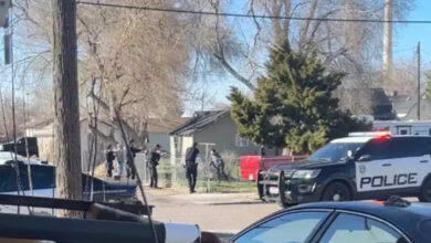 Olay yerinde dört polis gence silah tutuyor.