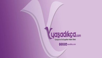 Mor zemin üstünde Yaşadıkça.com yazılı logosu, altında Türkiye’nin ilk engelli haber sitesi. yazısı ve aşağıda sosyal medya uygulama logoları bulunuyor.