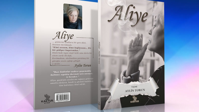Görselde, Aylin Torun’un “Aliye” adlı kitabının ön ve arka kapağı yer alıyor. Kitabın kapağı siyah-beyaz tonlarda tasarlanmış. Ön kapakta, yaşlı bir kadının yüzü profilden görülüyor; kadın derin bir düşünce içinde sigara içiyor. Kitabın adı büyük puntolarla “Aliye” olarak yazılmış, altında ise “Yazar: Aylin Torun” ifadesi yer alıyor. Arka kapakta yazarın fotoğrafı ve kısa bir tanıtım yazısı bulunuyor. Yazının sonunda yazarın adı “Aylin Torun” olarak tekrar belirtilmiş. Kitap, Kaktüs Kitap yayınevi tarafından basılmış.