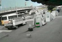 Trafik kazası anının kamera görüntüsü.