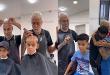 Görsel, bir berberde geçen süreci adım adım gösteren dört kareden oluşuyor. İlk karelerde küçük bir çocuğun saçının kesildiği ve kafa derisinin açık olduğu görülüyor. Sonraki karelerde berber, protez saç uygulaması yapıyor ve çocuğun görünümü belirgin şekilde değişiyor. Son karede çocuk yeni saçlarıyla gülümserken berber ona sarılıyor. Genel olarak dönüşüm ve duygusal bir iyileşme anı anlatılıyor.