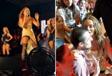 Kolaj görseli iki farklı anı yan yana gösteriyor: konser sahnesinde, ışıltılı altın renkli kısa bir elbise ve siyah dantel çoraplar giyen Hadise mikrofonla performans sergiliyor. Etrafında dansçılar ve müzisyenler bulunuyor. sahneden inerek seyircilerin arasına karışmış görünüyor. İkinci görselde ise etrafında heyecanlı hayranlar toplanan Hadise'nin bazıları telefonlarıyla görüntüsünü alırken, şarkıcı önündeki engelli erkek hayranla yakın ve samimi biçimde etkileşim kuruyor.